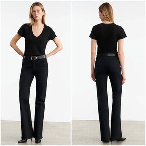 NEW Nili Lotan CELIA JEAN Mid-Rise Stretch Flare Denim in Black Size 32